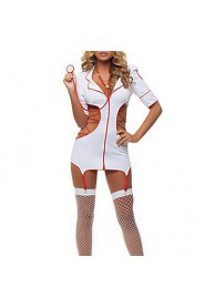 Hot Girl White Elastic Lycra Nurse Uniform