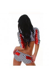 Sexy Cool Check Pattern Polyester Rush Racer Costume (Zipper Color is Random)