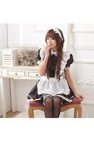 Cute Girl Black and White Ruffles Apron Maid Uniform