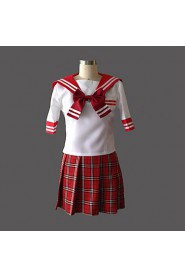 Cute Girl Red Check Pattern Jazz Wool Sailor School Uniform
