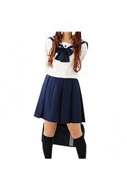 Cute Girl Blue and White Polyester School Uniform (2 Pieces)