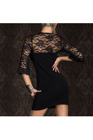 Elegant Lady Black Low-cut Spandex Night Club Sexy Uniform