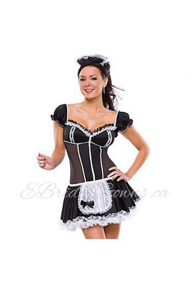 Sexy Girl Black Polyester Maid Uniform