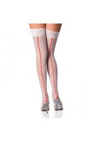 White Lace Vertical Red Loving Heart Women's Stockings