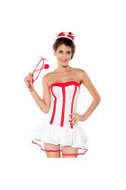 Innocent Girl Red Trim White Dress Nurse Suit Sexy Uniform