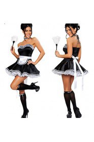 Deluxe Girl Black Polyester Carnival Party Maid Uniform