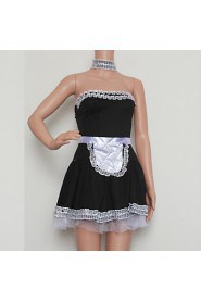Deluxe Girl Black Polyester Carnival Party Maid Uniform