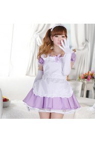Cute Girl Puff Sleeve White Apron Cotton Maid Uniform