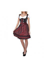 Beer Festival Hospitable Girl Wine Red Cotton Dress Maid Uniform