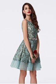 Scoop A-line Lace Hollow Out Cocktail Party / Prom Dress