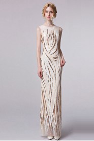 Scoop Evening Dress Floor-length Sheath / Column with Embroidery