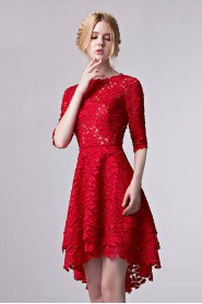 A-line Half Sleeve Scoop Cocktail Party / Prom Dress Evening Dress