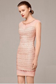 Scoop Cocktail Party / Prom Dress Sheath / Column with Embroidery