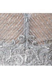 V-Neck Floor-length Evening Dress Sheath / Column with Pearl