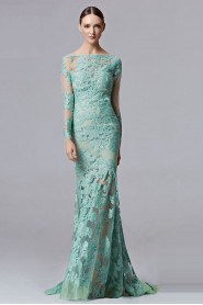 Long Sleeve Hollow Out Scoop Off-the-shoulder Sweep / Brush Train Evening / Prom Dress with Paillettes