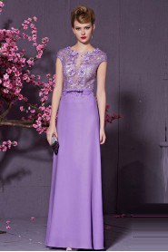 Scoop Short Sleeve Floor-length Evening / Prom Dress with Paillettes