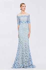 Hollow Out Scoop Half Sleeve Evening Dress Sheath / Column with Embroidery