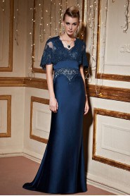 Hollow Out V-Neck Evening / Prom Dress Sweep / Brush Train Sheath / Column with Embroidery