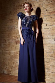 Scoop Evening / Prom Dress Floor-length A-line with Paillettes
