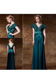 A-line V-Neck Floor-length Evening Dress