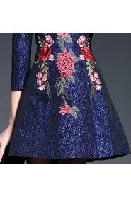 A-lineShort / Mini 3/4 Length Sleeve Scoop Embroidery Mother of the Bride Dress