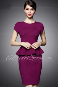 Knee-length Long Sleeve Scoop Beading Mother of the Bride Dress