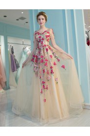 A-line Scoop Prom / Formal Evening Dress with Embroidery