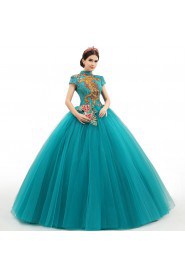 Ball Gown High Neck Prom / Formal Evening / Quinceanera / Sweet 18 Dress with Embroidery