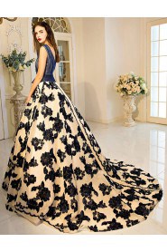 Ball Gown V-neck Prom / Formal Evening Dress with Flower(s)