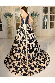 Ball Gown V-neck Prom / Formal Evening Dress with Flower(s)