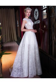 A-line Scoop Wedding Dress with Beading