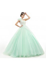 Ball Gown One Shoulder Prom / Formal Evening / Quinceanera / Sweet 18 Dress with Flower(s)