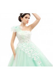 Ball Gown One Shoulder Prom / Formal Evening / Quinceanera / Sweet 18 Dress with Flower(s)