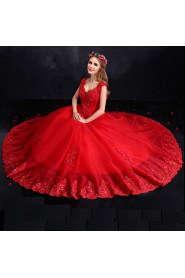 Ball Gown V-neck Lace Prom / Formal Evening Dress with Sequins