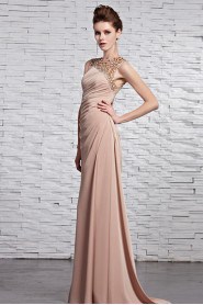 Jewel Floor-length Sleeveless Tulle Formal Prom / Evening Dress