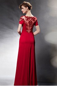 V-neck Floor-length Short Sleeve Lace Formal Prom / Evening Dress