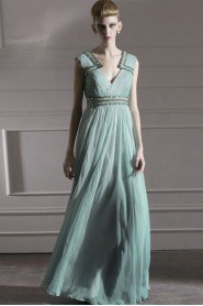 V-neck Floor-length Sleeveless Chiffon Formal Prom / Evening Dress