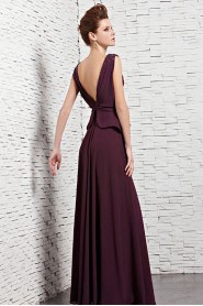 V-neck Floor-length Sleeveless Satin Formal Prom / Evening Dress