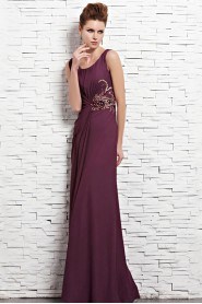 Scoop Floor-length Sleeveless Satin Formal Prom / Evening Dress