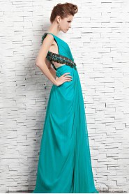 V-neck Floor-length Sleeveless Tulle,Chiffon Formal Prom / Evening Dress
