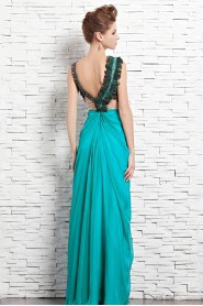 V-neck Floor-length Sleeveless Tulle,Chiffon Formal Prom / Evening Dress