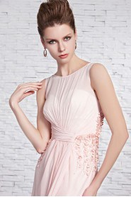 Bateau Floor-length Sleeveless Tulle,Chiffon Formal Prom / Evening Dress