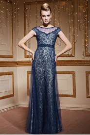 Scoop Floor-length Short Sleeve Lace Formal Prom / Evening Dress