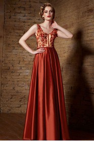 Scoop Floor-length Short Sleeve Tulle Formal Prom / Evening Dress