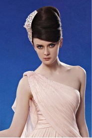 One Shoulder Floor-length Sleeveless Chiffon Formal Prom / Evening Dress