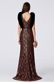V-neck Floor-length Sleeveless Satin,Sequins Formal Prom / Evening Dress
