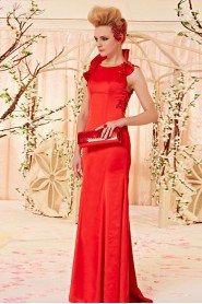 Jewel Floor-length Sleeveless Satin Formal Prom / Evening Dress