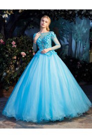 Ball Gown Bateau Prom / Evening Dress with Flower(s)
