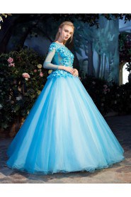 Ball Gown Bateau Prom / Evening Dress with Flower(s)