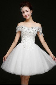 A-line Off-the-shoulder Knee-length Prom / Evening Dress with Crystal